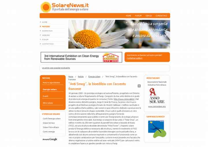 SOLARE NEWS, PORTALE DELL' ENERGIA SOLARE